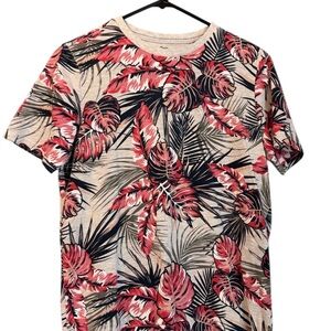 Free Planet Hawaiian Tropical Leaf Men's Tee Organic Cotton T-Shirt S